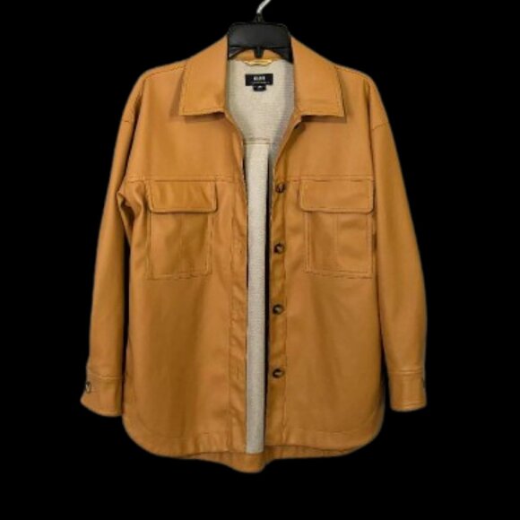 Anthropologie Maeve Faux Leather Camel/Tan Oversized Jacket Shirt NWOT - Picture 5 of 16